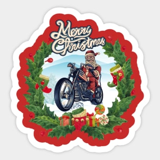 Santa riding A Motorcycle Sticker